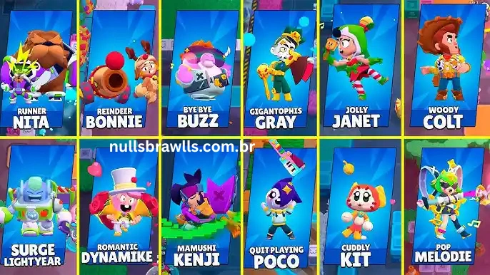 Todas as skins gratuitas nulls brawl