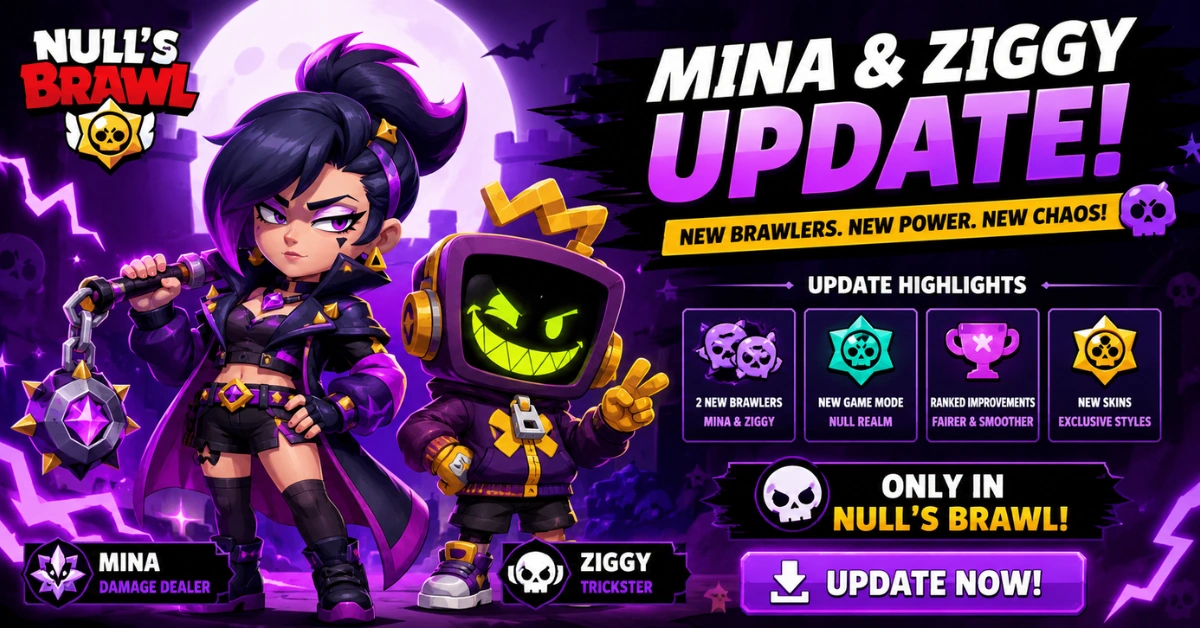 Mina e Ziggy v63.286 – Última atualização no Null's Brawl 9 Notícias sobre Mina e Ziggy